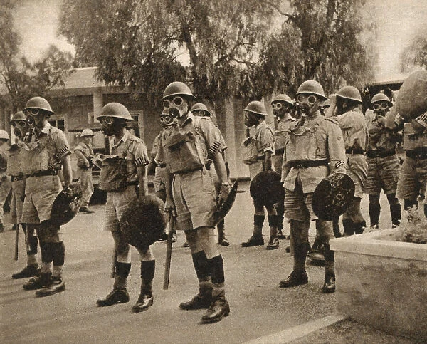 British troops in gas masks - Uprising in Nicosia