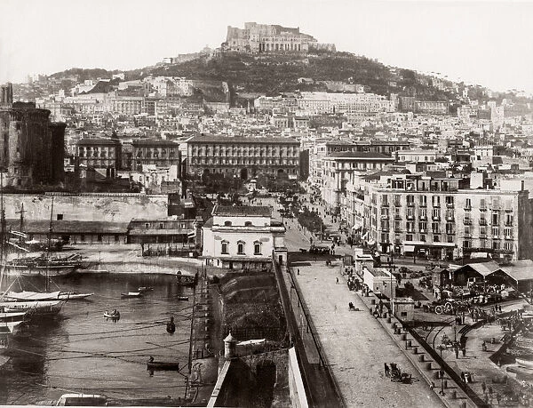 c. 1880s Italy - ships in the harbour at Naples Napoli