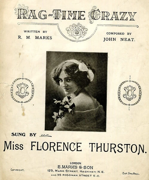 Music cover, Rag-Time Crazy sung by Florence Thurston