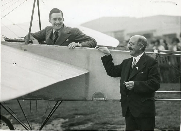 Richard Shuttleworth in the restored Blriot with Mr A. ?