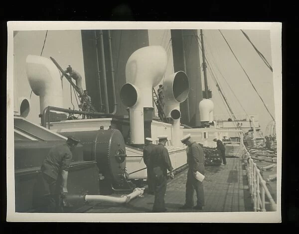 RMS Alcantara, armed merchant cruiser, with crew on deck