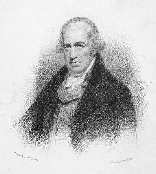JAMES WATT (1736-1819). Scottish engineer and inventor. Stipple engraving after a painting by Sir William Beechy
