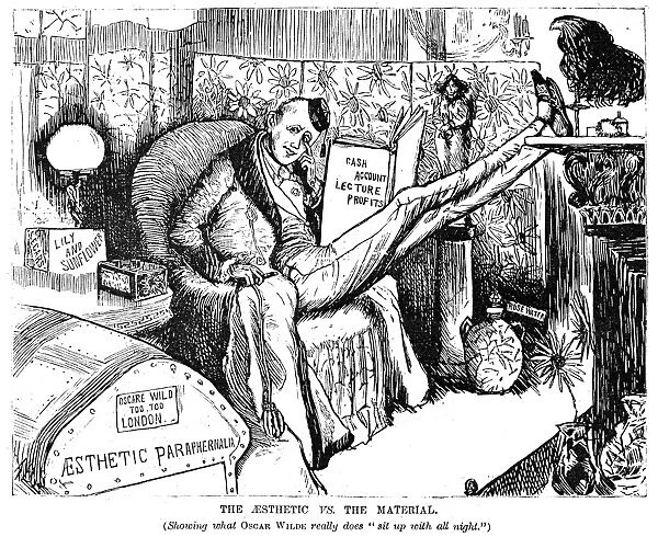 OSCAR WILDE (1854-1900). Irish writer and wit. An American cartoon of 1882 inspired by Wildes American tour of that year