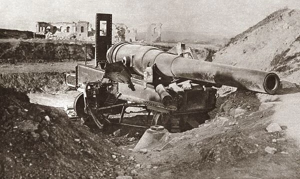 WORLD WAR I: GALLIPOLI. Turkish fort destroyed by naval fire from the H