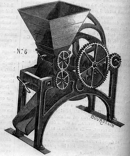 Agricultural machine: an applatizer used to prepare animal feed, 1860