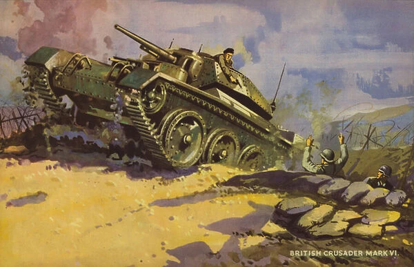 British Crusader Mark VI tank, World War II (colour litho)