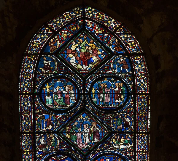Cathedral of Chartres, stained glass: life of Saint Eustache, high detail