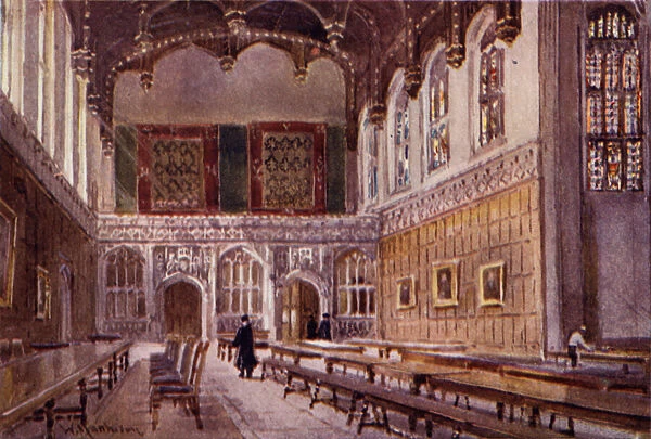 The Hall of Kings College (colour litho)