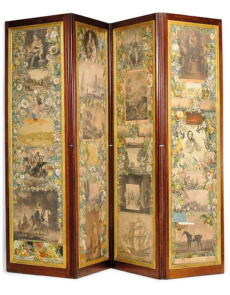 Late Victorian scrap screen (mahogany)