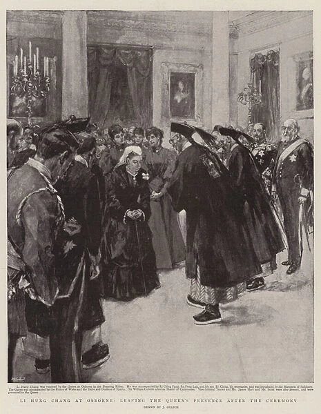 Li Hung Chang at Osborne, leaving the Queens Presence after the Ceremony (litho)
