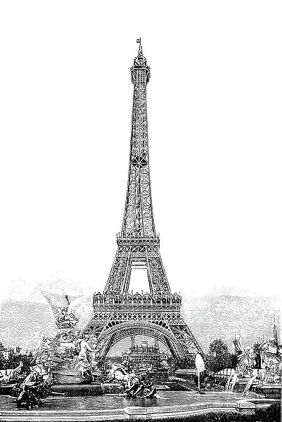 Main symbol of the fair, the Eiffel Tower, Exposition Universelle of 1889, World's Fair, Paris
