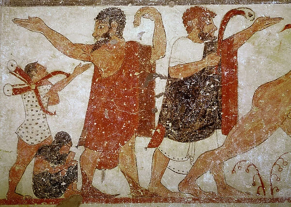 Two men, from the Tomb of the Augurs, c. 530-520 BC (wall painting)