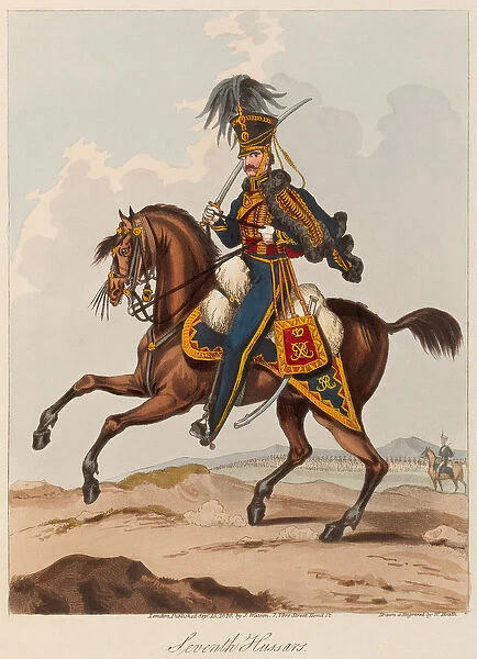 Seventh Hussars (aquatint, coloured)