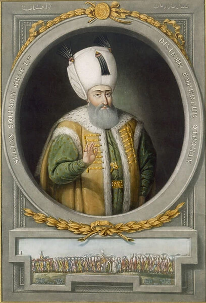 Sultan Suleiman Khan I, 10th Sultan of the Ottoman Empire, 1815 (colour litho)