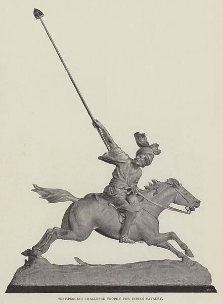 Tent-Pegging Challenge Trophy for Indian Cavalry (b  /  w photo)