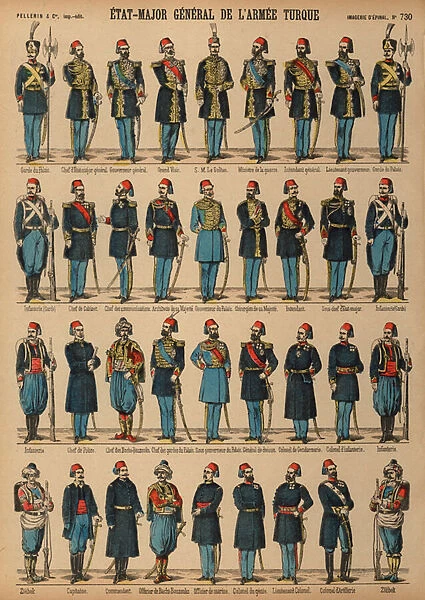 Uniforms of the Ottoman Turkish army (coloured engraving)
