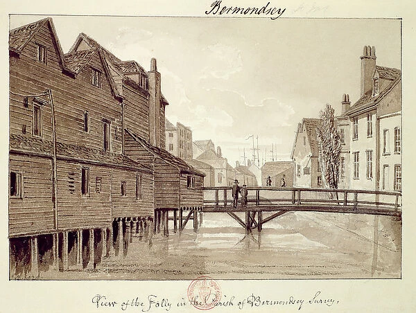 View of the Folly, Dockhead, Bermondsey, 1828 from Pennants London