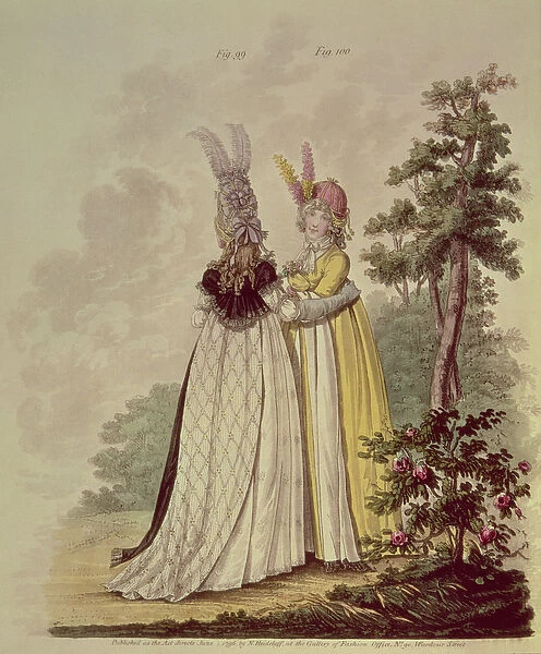 Walking dresses from N. Heideloffs Gallery of Fashion, 1796 (aquatint)