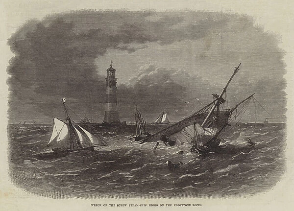 Wreck of the Screw Steam-Ship Hiogo on the Eddystone Rocks (engraving)