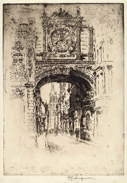 Joseph Pennell, Grosse Horloge, Rouen, American, 1857 - 1926, 1907, etching