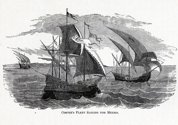 Cortezs Fleet Sailing for Mexico, 1882. Artist: Anonymous