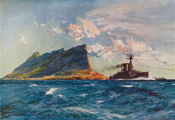 The Queen Elizabeth off Gibraltar, c1918 (1919). Artist: Charles Dixon