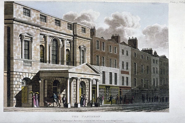 View of the Pantheon and adjoining premises on Oxford Street, Westminster, London, 1814