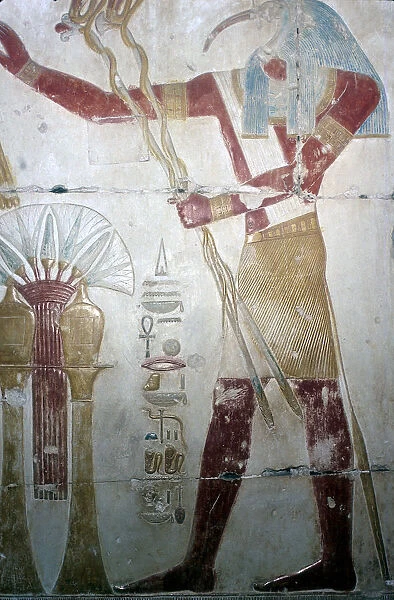 Wallpainting of Thoth (Ibis-headed god), Temple of Sethos I, Abydos, Egyptian, c1280 BC