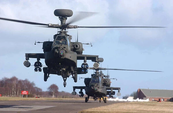 Armys new AH64D Apache Longbow helicopters depart from RAF Leuchars. 01  /  03  /  2002