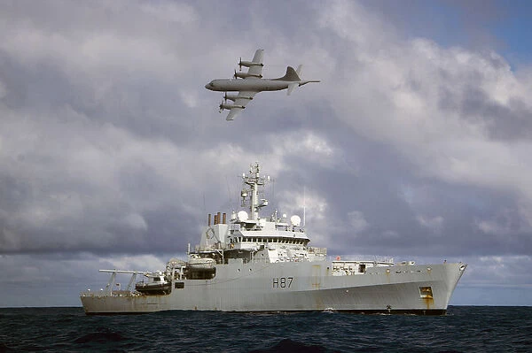 Australian Orion MPA Flying Over HMS Echo During Search for Malaysian Airliner MH370