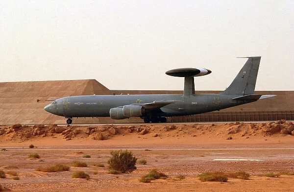 An AWACS aircraft prepares to depart on a surveillance mission. SW Asia. 22  /  03  /  2003