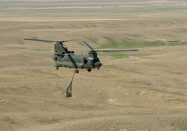 Chinook from 27 Squadron RAF Carrying Stores Over Afghanistan