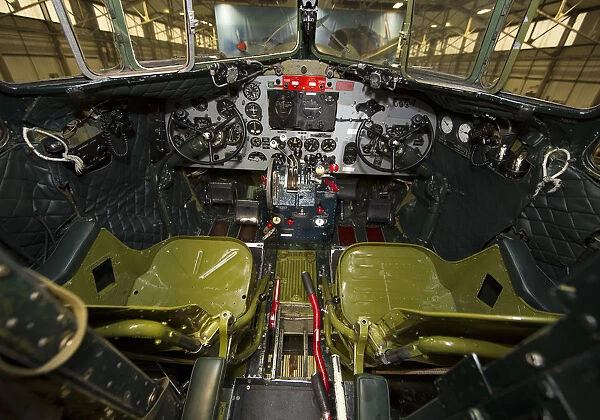 Cockpit shot of the BBMFs Douglas Dakota ZA947 in the hanger at RAF Coningsby