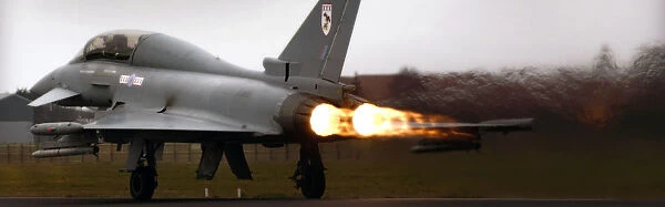 A F2 Typhoon takes off from RAF Coningsby