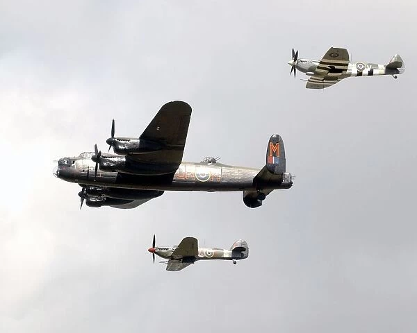 A flypast of three planes from the Battle of Britain Memorial Flight during the International