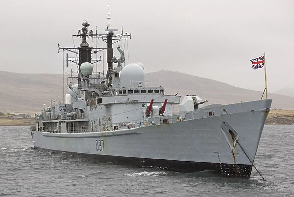 HMS Edinburgh anchored in San Carlos Bay, Falkland Islands