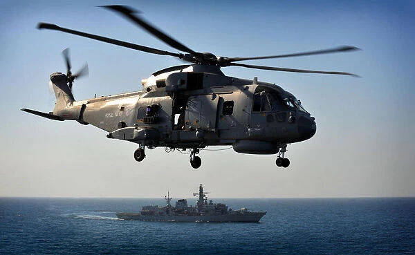 HMS Monmouths Merlin Helicopter in the Middle East