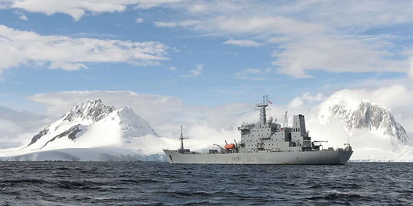 HMS Scott At Anchor near Port Lockroy in the Antarctic
