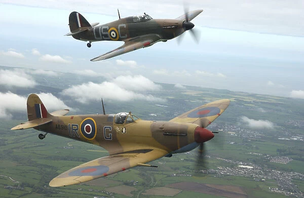 Hurricane Mark II & Spitfire over Blackpool
