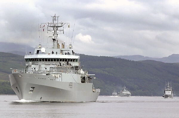 Led by HMS Enterprise an Echo Class Survey Vessel, ships from various nations can