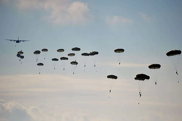 Paratroopers from 3 PARA Deploy from a French C160 Aircraft During Exercise Joint Warrior