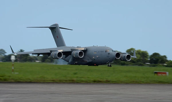 RAF C17 Arriving in Sierra Leone on Humanitarian Mission