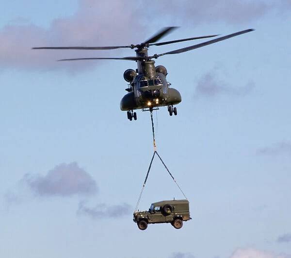 RAF Chinook Carrying Army Land Rover