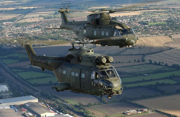 RAF Puma and Merlin Helicopters