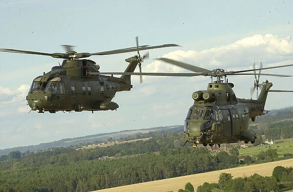 RAF Puma and Merlin Helicopters