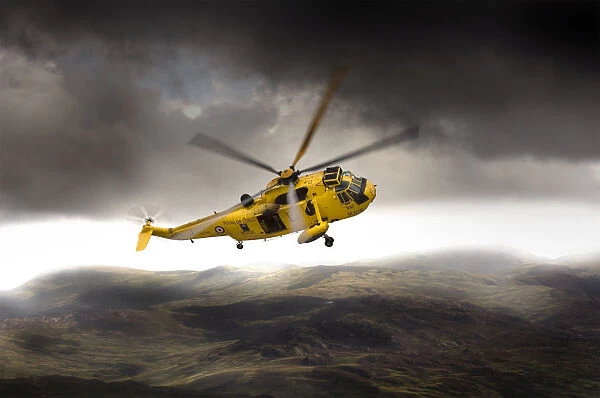 RAF Search and Resue SeaKing Helicopter in Snowdonia