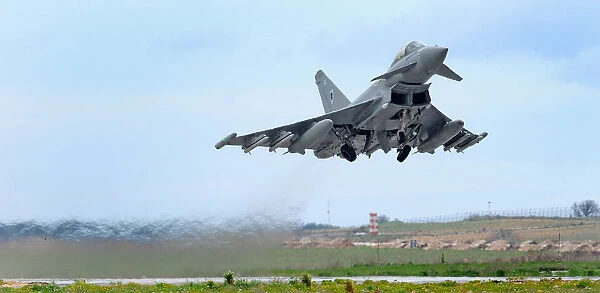 RAF Typhoon Aircraft Takes off for Operations over Libya