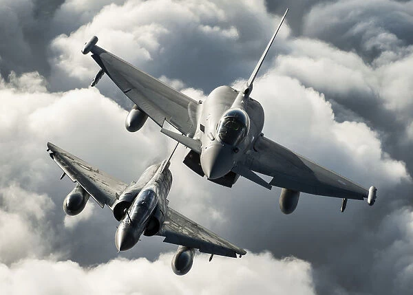 RAF Typhoon and French Mirage Flying together