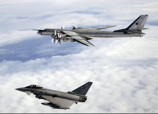 RAF Typhoon with Russian Bear-H Aircraft