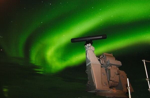 ROYAL NAVY Goalkeepr Close in Weapon System (CIWS) with Northern Lights